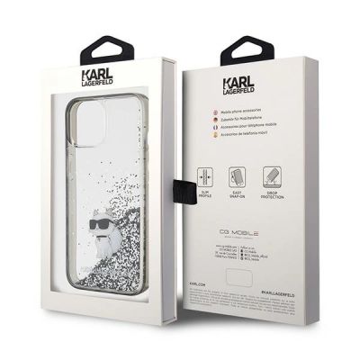 8. Karl Lagerfeld Liquid Glitter Choupette case for iPhone 15 - transparent