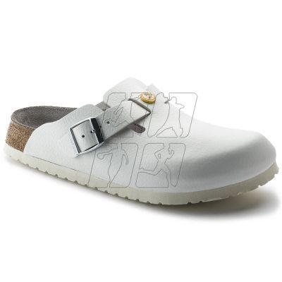 Women's Birkenstock Boston ESD White clogs natural leather medical narrow slippers (0061378)