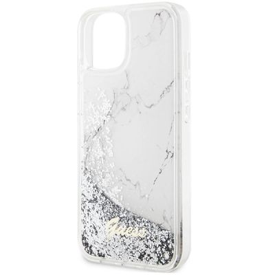 6. Guess Liquid Glitter Marble case for iPhone 14 - white