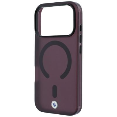 6. BMW Sign Frosted IML & Metal Logo MagSafe Case for iPhone 18 Pro Max / 17 Pro Max - Burgundy