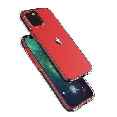4. Spring Case clear TPU gel protective cover with colorful frame for iPhone 13 mini yellow