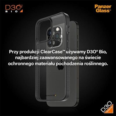 8. PanzerGlass ClearCase Case for iPhone 15 Pro Max with Military Grade Certification - Transparent and Black