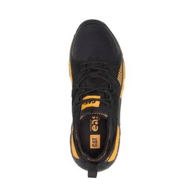 6. Cat Caterpillar Raider Sport Men's Suede Sneakers Black/Yellow (P724513)