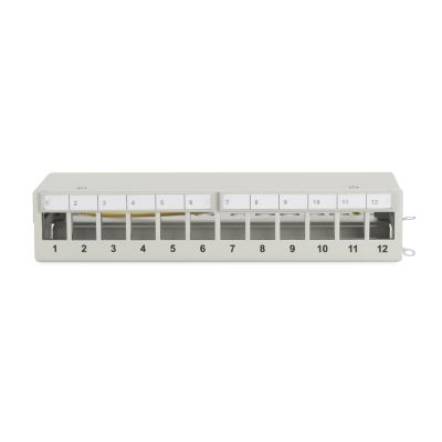 4. Modular desktop patch panel 12x keystone, shielded, gray, cable guide, labeling fields