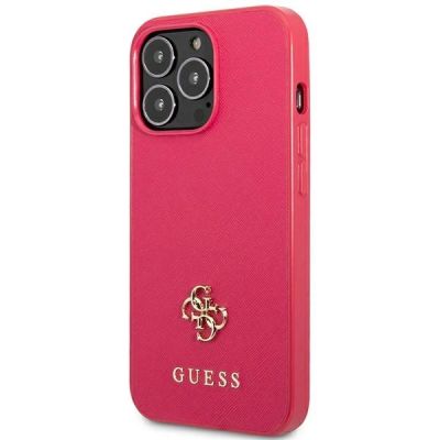 2. Guess Saffiano 4G Small Metal Logo case for iPhone 13 Pro / 13 - pink