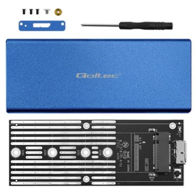 3. QOLTEC M.2 SSD CASE | SATA | NGFF | USB 3.0 | SUPER SPEED 5GB/S | 2TB | BLUE