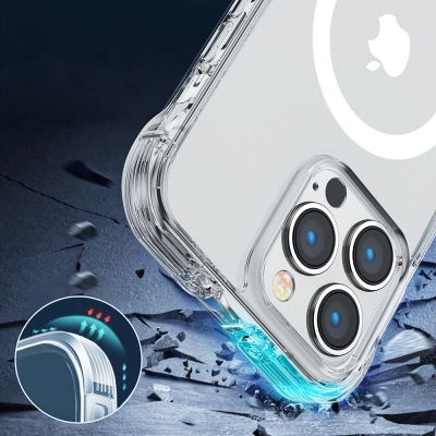 10. Joyroom Magnetic Defender Magnetic Case for iPhone 14 Plus Armored Case with Hooks Stand Clear (MagSafe Compatible)