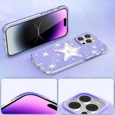 6. Kingxbar Heart Star Series case for iPhone 14 Plus purple star case