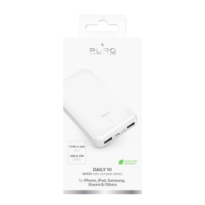 4. Powerbank Puro White 10000mAh 12W 2xUSB-A + USB-C - white