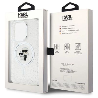 8. Karl Lagerfeld Karl&Choupette Glitter MagSafe case for iPhone 15 Pro - transparent