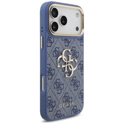 4. Guess 4G Big 4G Classic Logo Big Strap Metal Buttons Case for iPhone 18 Pro Max / 17 Pro Max – blue
