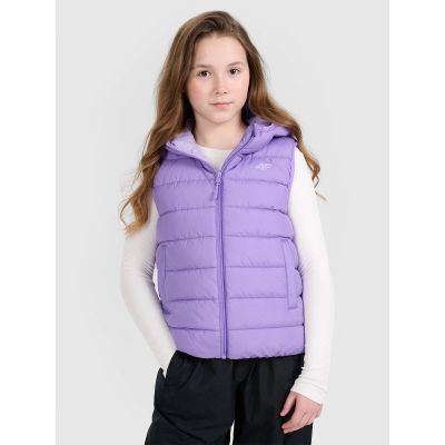 Girls' down vest with synthetic filling 4F 4FJRAW25TVJAF322-51S