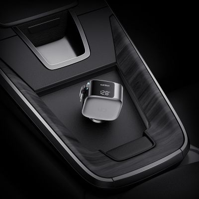 22. Cuktech CC903P 100W Car Charger with Display and 70cm Retractable USB-C Cable - Gray