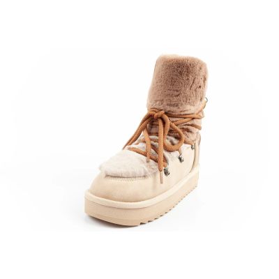 12. D.Franklin women's winter snow boots, fashionable fur lining, brown beige high