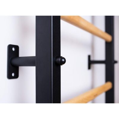 11. WOODEN AND METAL GYMNASTIC WALL BAR WITH WOODEN BAR AND ACCESSORIES BENCHK 221B A076