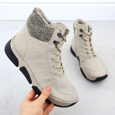 2. Comfortable Beige Women’s Ankle Boots Rieker 45955-60