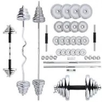 2. 3-in-1 HMS STC55 weight set (dumbbells, straight barbell and curl barbell) chrome plated in a 55kg case
