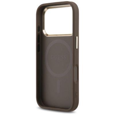 7. Guess 4G Triangle Logo MagSafe Case for iPhone 17 Pro / 18 Pro - Brown