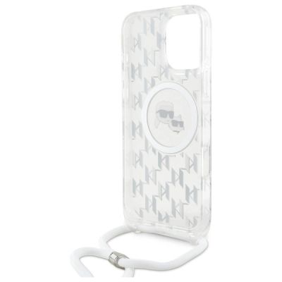 6. Karl Lagerfeld IML Crossbody Monogram Karl & Choupette Head MagSafe Case for iPhone 16 Pro - Clear