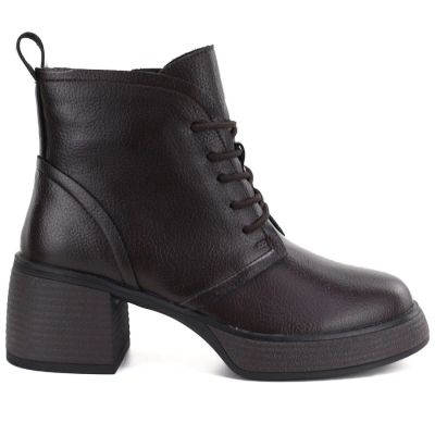 7. Women's leather ankle boots on a platform, insulated, brown, D&A S.Barski CR62-3368