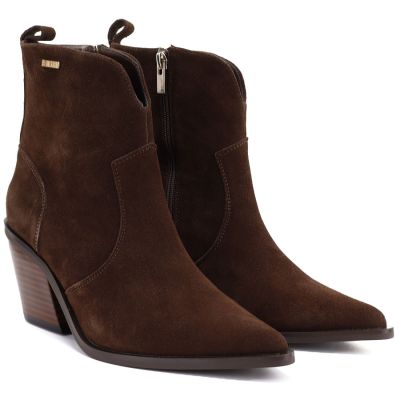 5. Women's leather ankle boots, insulated, brown cowboy boots, Big Star SS274473