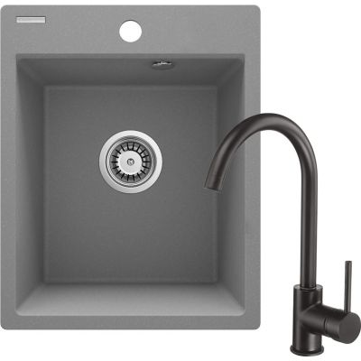 Granite sink with a single-bowl tap