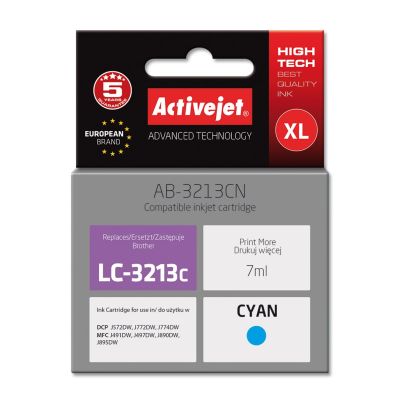 Activejet AB-3213CN Ink (replacement for Brother LC3213C; Supreme; 7 ml; cyan)
