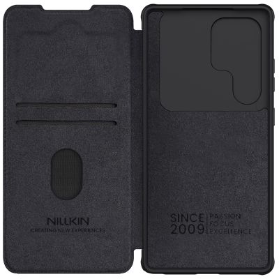 5. Nillkin Qin Pro Case for Samsung Galaxy S25 Ultra with Flip and Camera Cover - Black