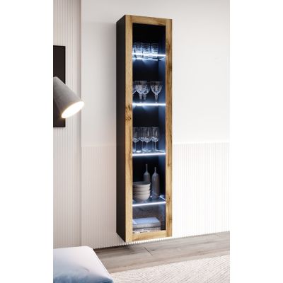 3. VIGO glass display cabinet '180' 180/40/30 black/wotan oak