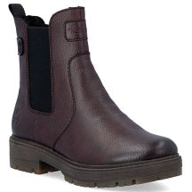 Women’s Leather Chelsea Ankle Boots, Insulated, Burgundy Rieker 75860-35