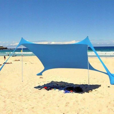 7. TOURIST BEACH PAVILION SUN SHIELD WEIGHTED WITH SAND LYCRA 2.1X2X1.5M