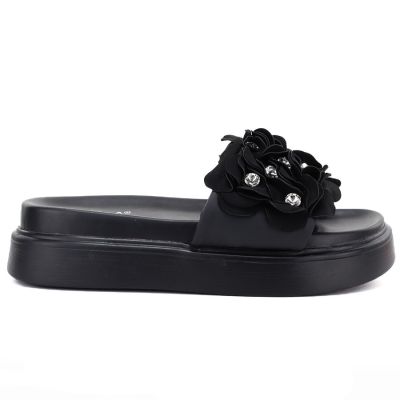 2. Women's floral platform flip-flops black D&A by S.Barski MR61-9015