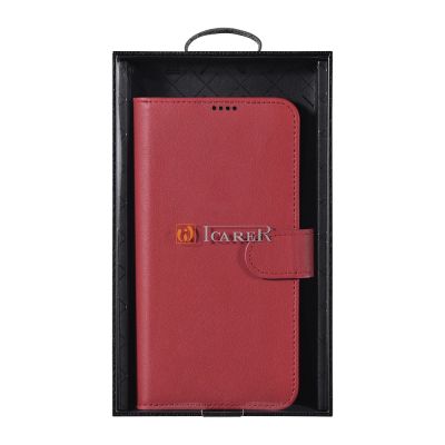 5. iCarer Haitang Leather Wallet Case Leather Case for Samsung Galaxy S22 + (S22 Plus) Wallet Housing Cover Red (AKSM05RD)