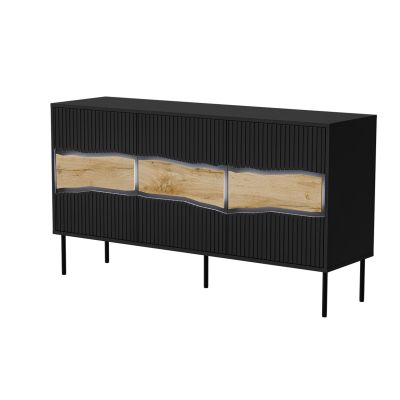 INSERTO 3D chest of drawers 143.5x40x80 black + LED