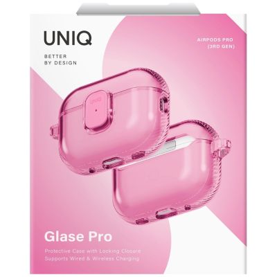 6. Uniq Glase Pro Case for AirPods Pro 3 Lock Case - Transparent Pink