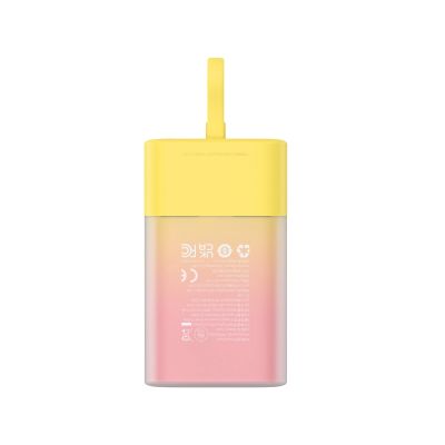 4. Baseus Popsicle 5200mAh 20W Powerbank with Built-in Lightning Cable (+ White Baseus Simple USB-C - USB-C 60W/20V/3A/30cm Cable) - Yellow-Pink