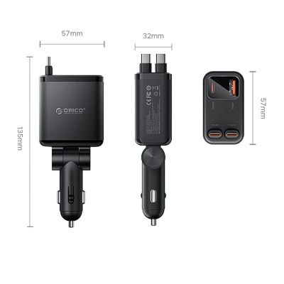 2. ORICO Twin Reach 45W 1A3C Dual Retractable Car Charger