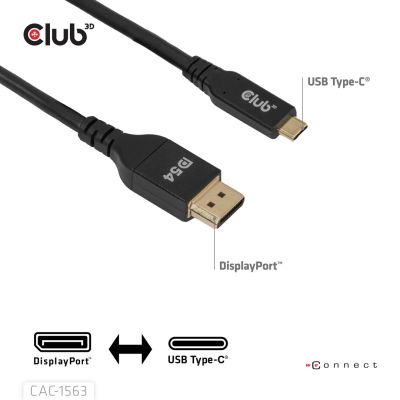 6. CLUB3D CAC-1563 2m USB Type-C DisplayPort Cable Adapter Black