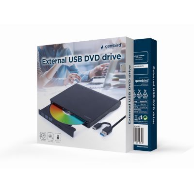 2. GEMBIRD EXTERNAL DVD WRITER 8X, CD 24X USB 3.1 SLIM BLACK