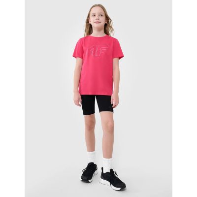 4. Girls' regular printed T-shirt 4F 4FJWSS25TTSHF2176-55S