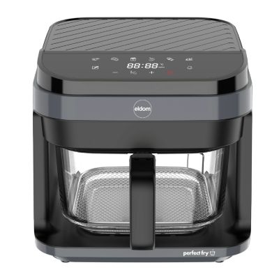 12. ELDOM FAT-FREE FRYER FR500 5.5 L 1200W GLASS CONTAINER, GRID, SILICONE PAD, 8 PROGRAMS, TEMPERATURE CONTROL.