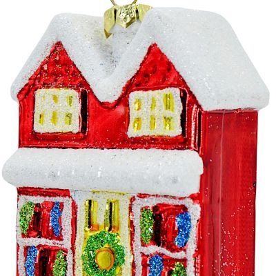 4. MICA Safe Plastic Christmas Bauble – House with 2 Roof Slopes