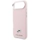 6. Karl Lagerfeld Karl & Choupette Head Pins Saffiano MagSafe iPhone Air Case - Pink