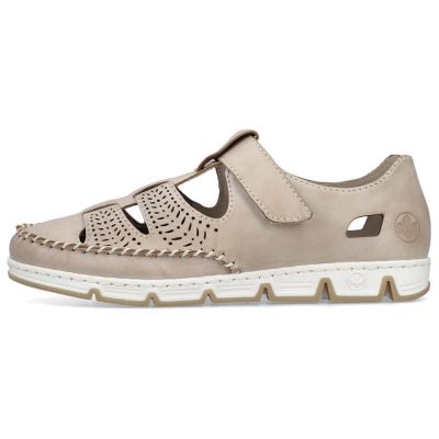 37. Rieker W RKR651 beige leather velcro openwork shoes