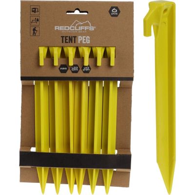 12. TENT PEGS 23CM SET OF 6 PLASTIC REDCLIFFS