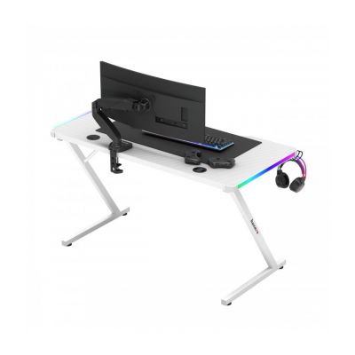4. Huzaro Hero 2.5 White RGB Gaming Desk