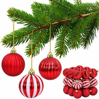 Safe Decorative Plastic Baubles, 27 Pieces, 6 cm, Red and White, MICA