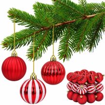 Safe Decorative Plastic Baubles, 27 Pieces, 6 cm, Red and White, MICA