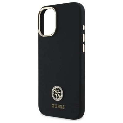 6. Guess Silicone Logo Strass 4G Case for iPhone 16 - Black