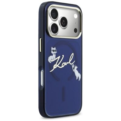 4. Karl Lagerfeld IML Choupettes Karl Script Logo MagSafe Case for iPhone 17 Pro - Blue